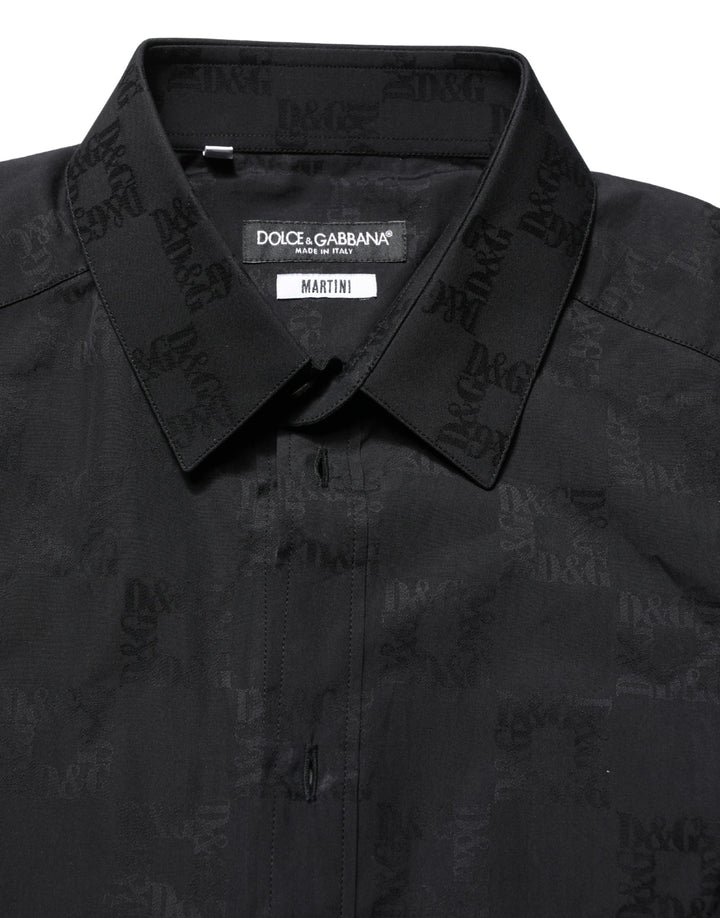 Dolce & Gabbana Black MARTINI Cotton Slim Dress Formal Shirt