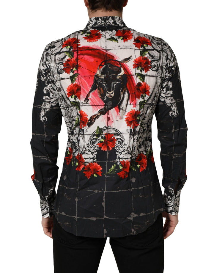 Dolce & Gabbana Multicolor Floral Bull Collared Men Dress Shirt