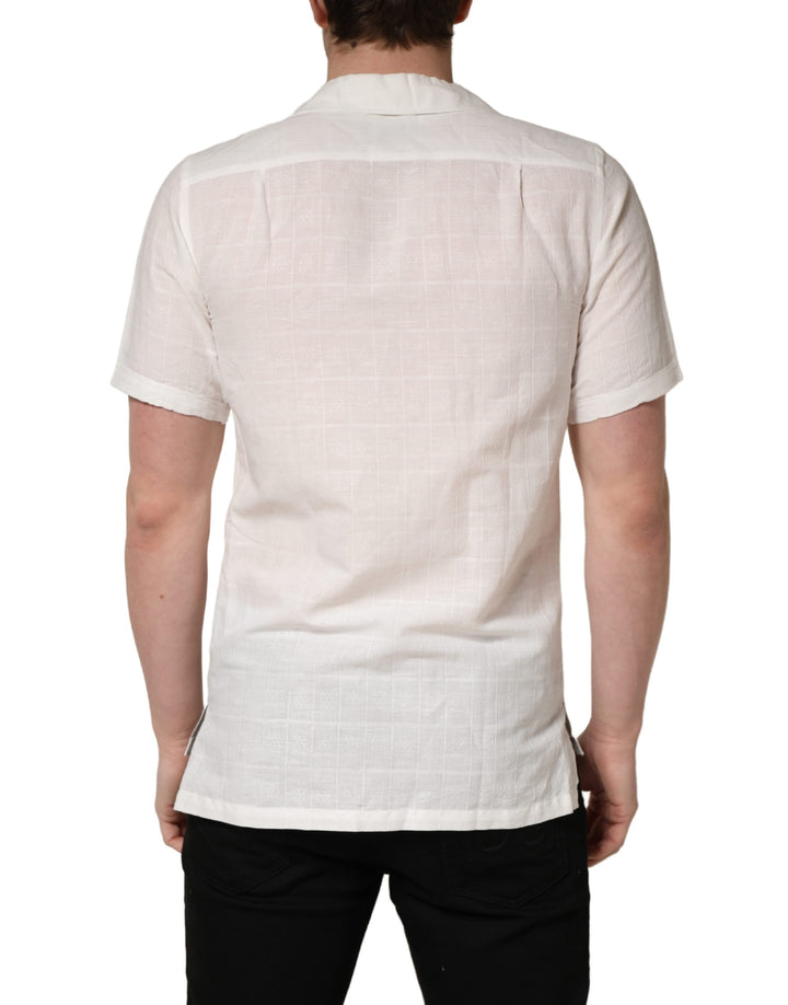 Dolce & Gabbana White Linen Short Sleeves Button Down Shirt