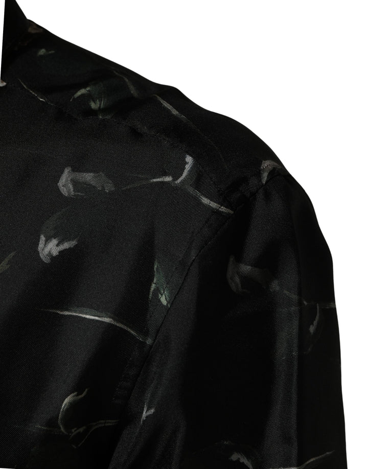 Dolce & Gabbana Black Floral Print Long Sleeves Casual Shirt