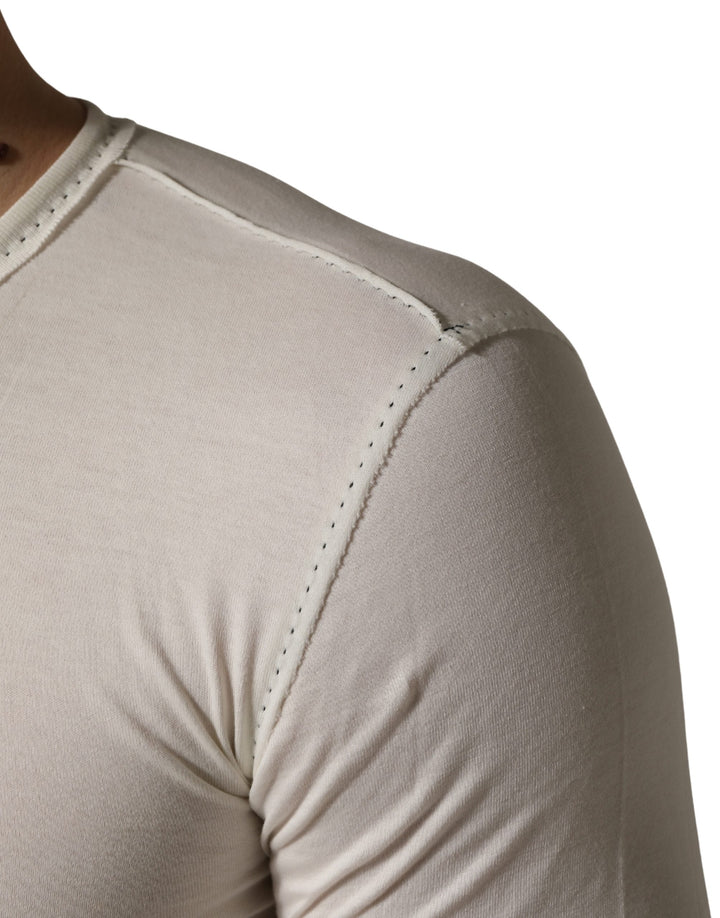 Dolce & Gabbana White Long Sleeves Henley Pullover Sweater