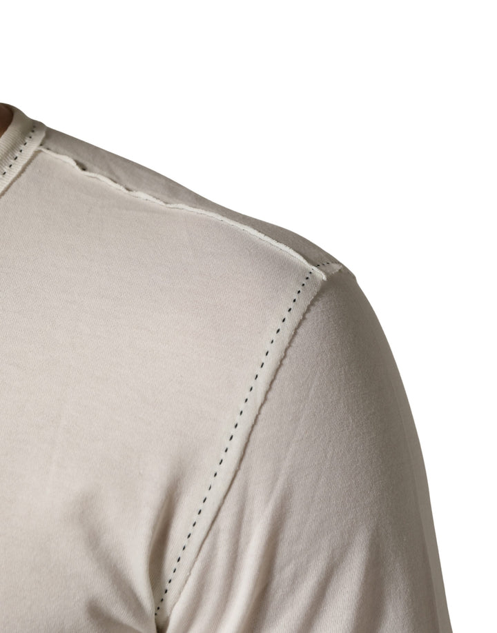 Dolce & Gabbana White Long Sleeves Henley Pullover Sweater