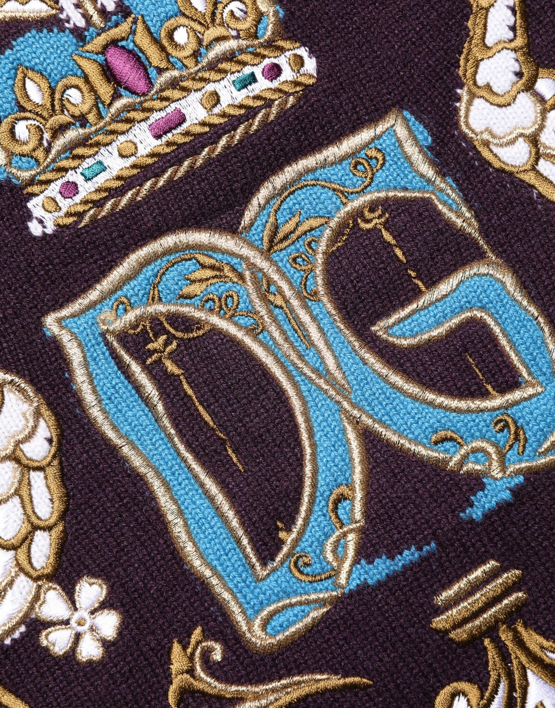 Dolce & Gabbana Bordeaux Cashmere Crown Embroidered Sweater