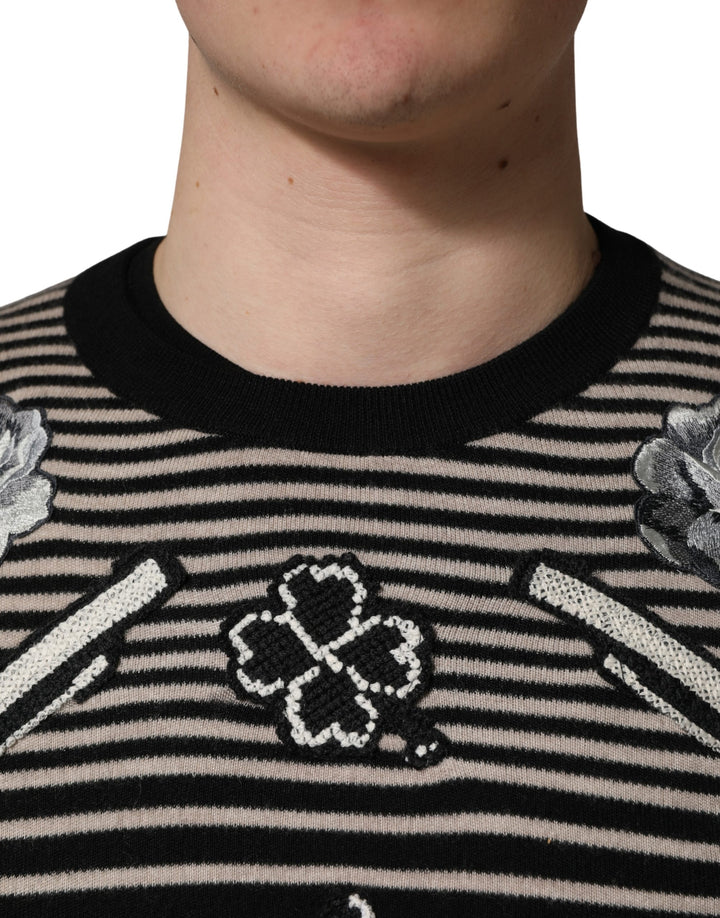 Dolce & Gabbana Multicolor Cashmere Striped CrewNeck Sweater