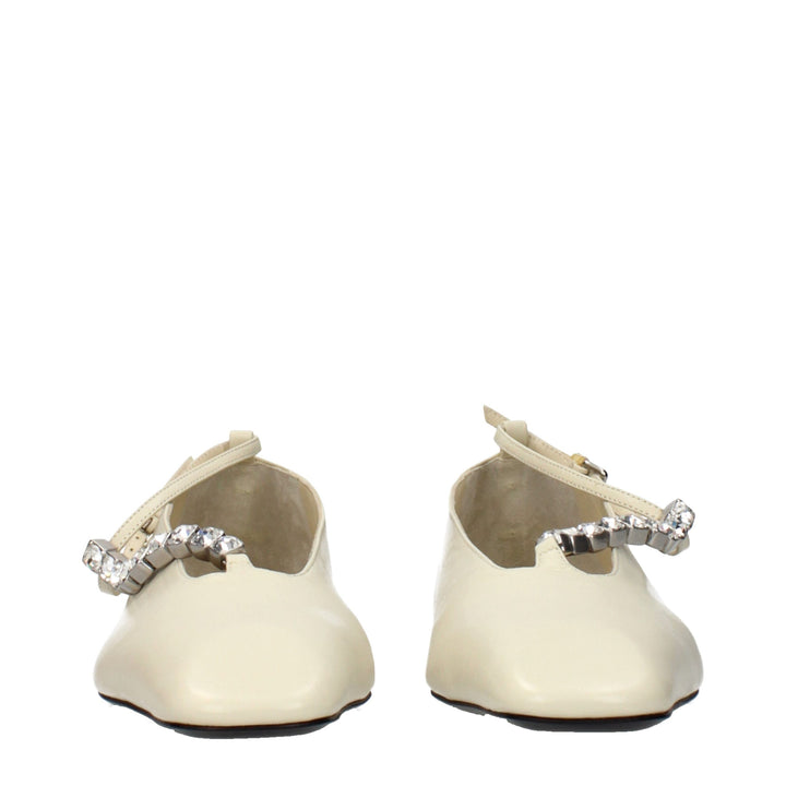 Jil Sander Beige Leather Ballet Flats