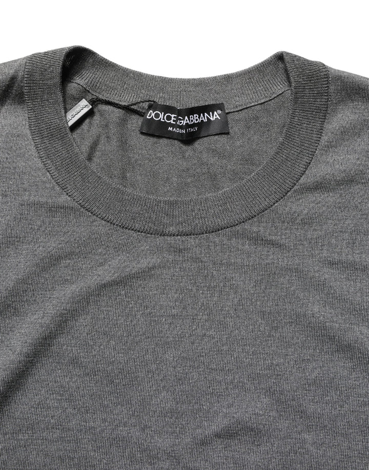Dolce & Gabbana Gray Long Sleeves Crew Neck Pullover Sweater
