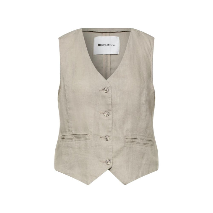 Street One Beige Linen Waistcoat