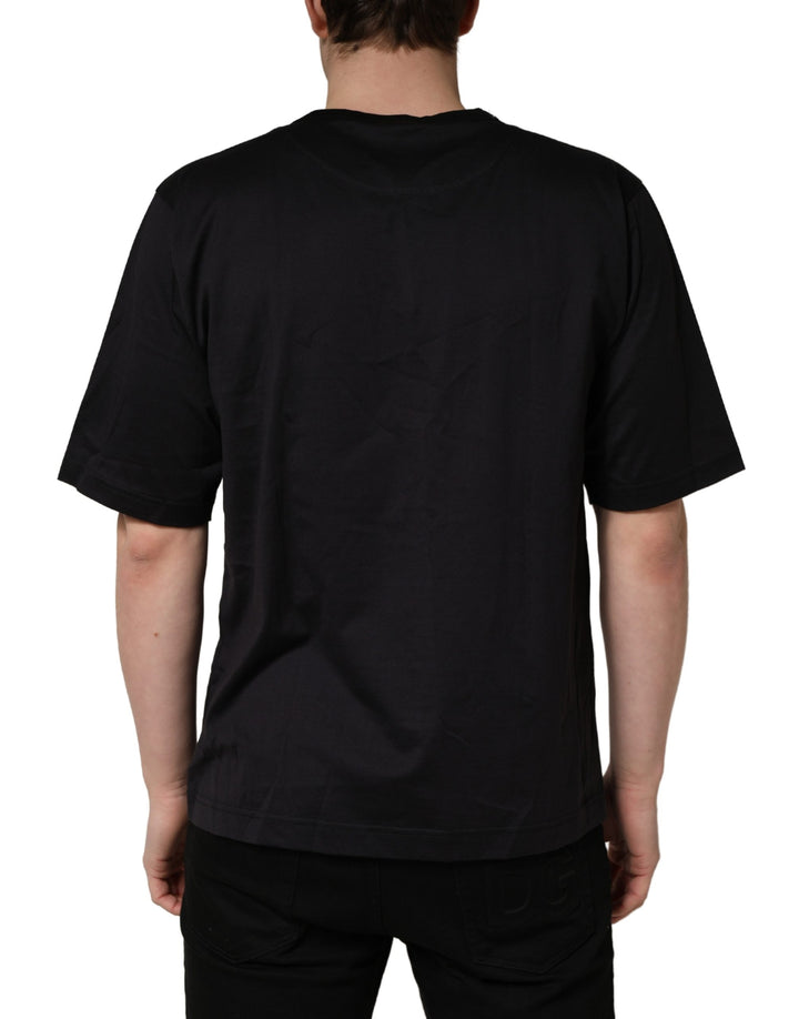 Dolce & Gabbana Black Angel Print Cotton Crew Neck T-shirt