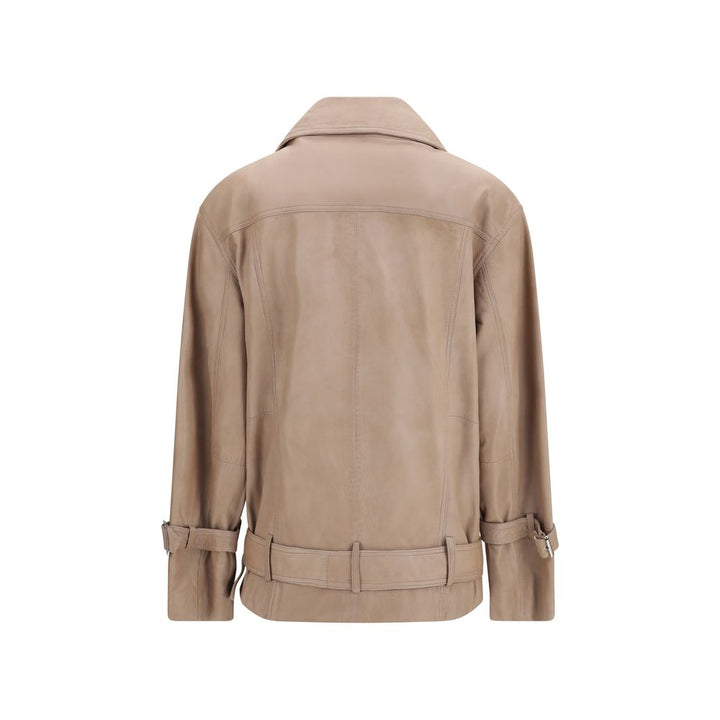 PINKO Beige Lambskin Leather Jacket