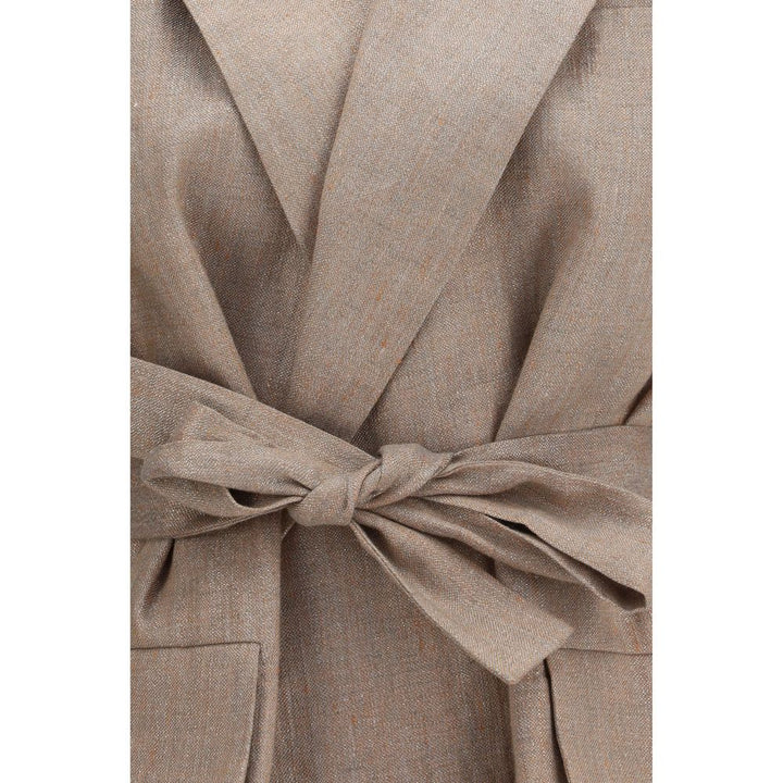 Brunello Cucinelli Beige Linen Sleveless Jacket