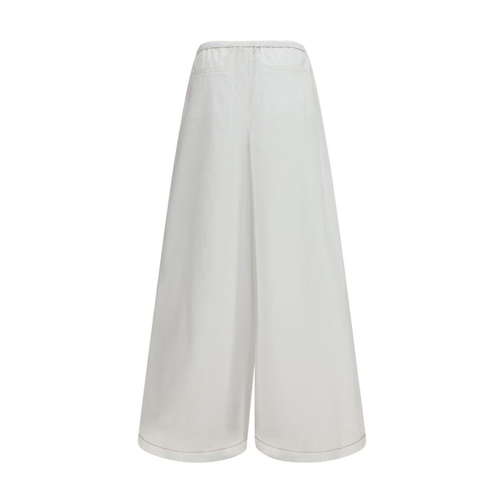 Marni White Cotton Casual Pants