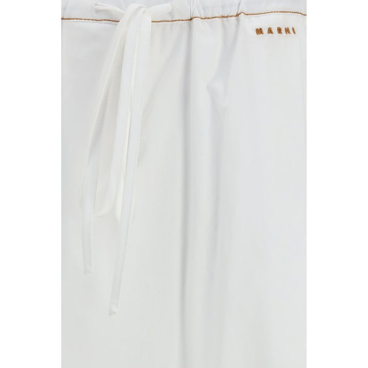 Marni White Cotton Casual Pants