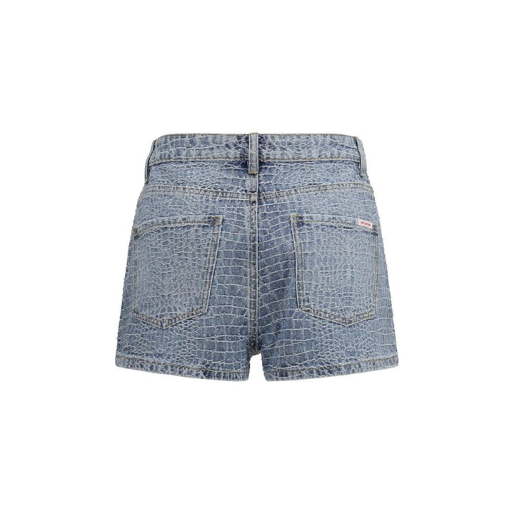 Self-Portrait Blue Cotton Bermuda Shorts