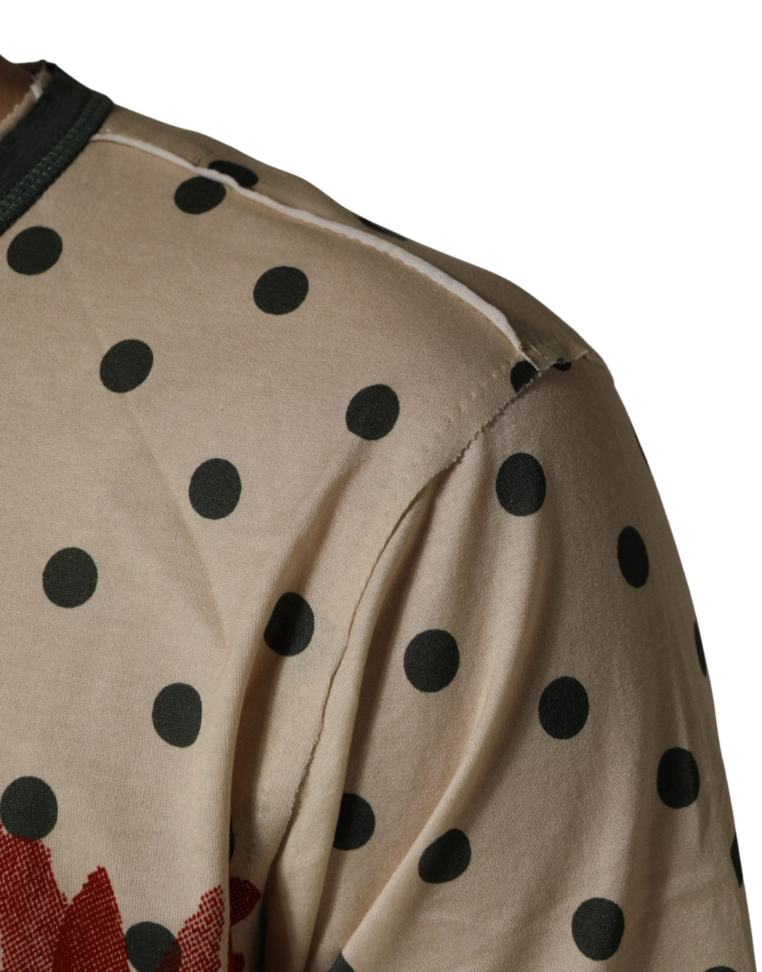 Dolce & Gabbana Beige Cotton Polka Dot Graphic Tee T-shirt