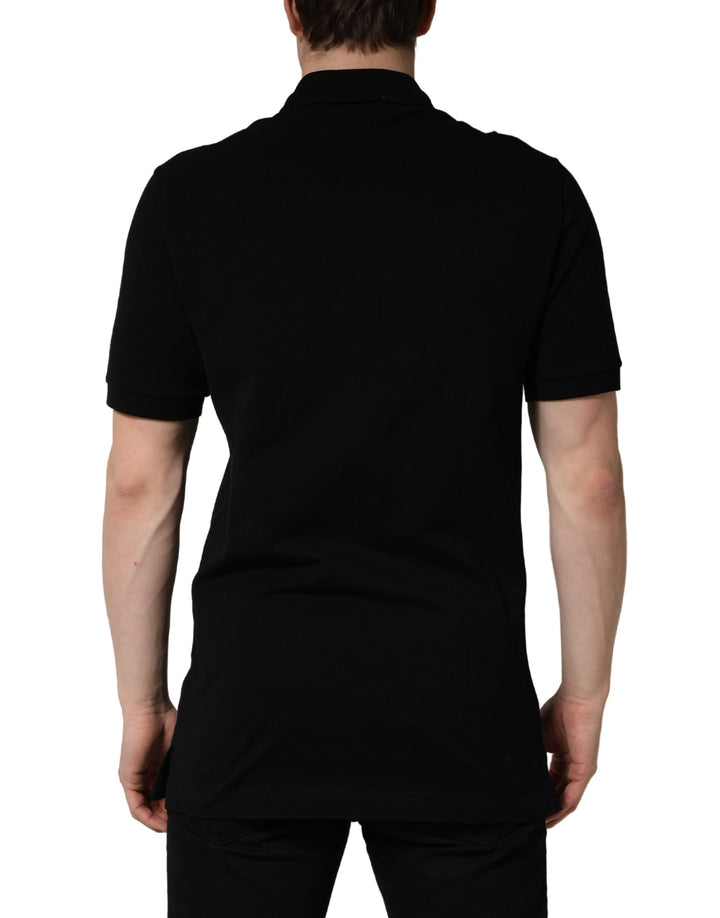 Dolce & Gabbana Black DG Logo Palm Leaves Embroidery Polo T-shirt