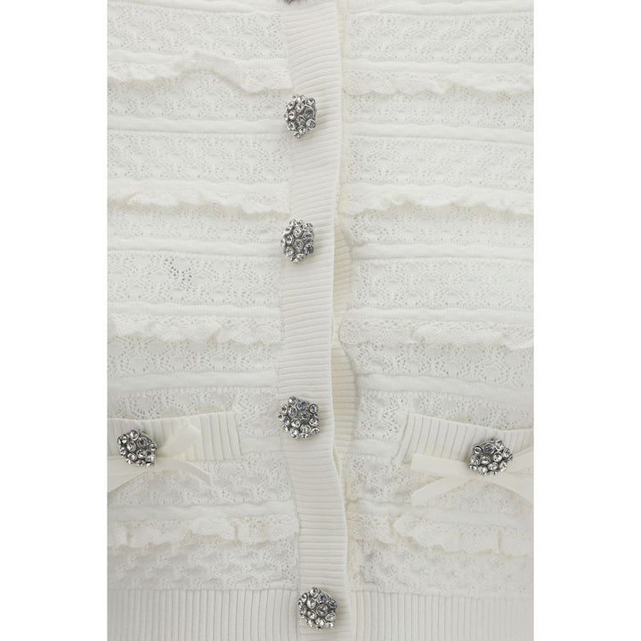 Self-Portrait White Viscose Cardigan