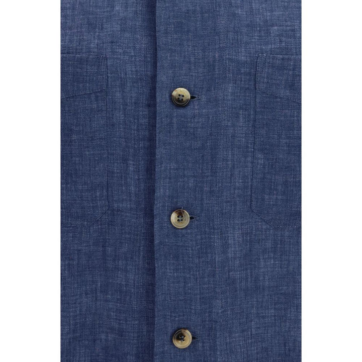 Brunello Cucinelli Blue Linen Blouse