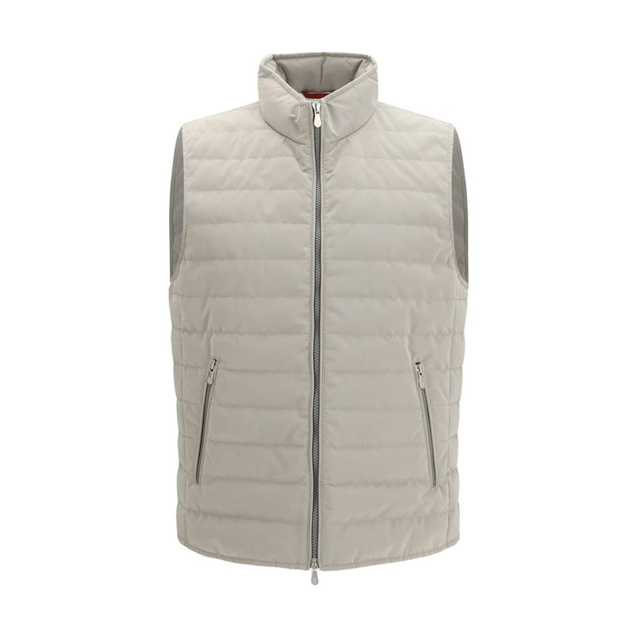 Brunello Cucinelli Gray Polyester Sleveless Jacket