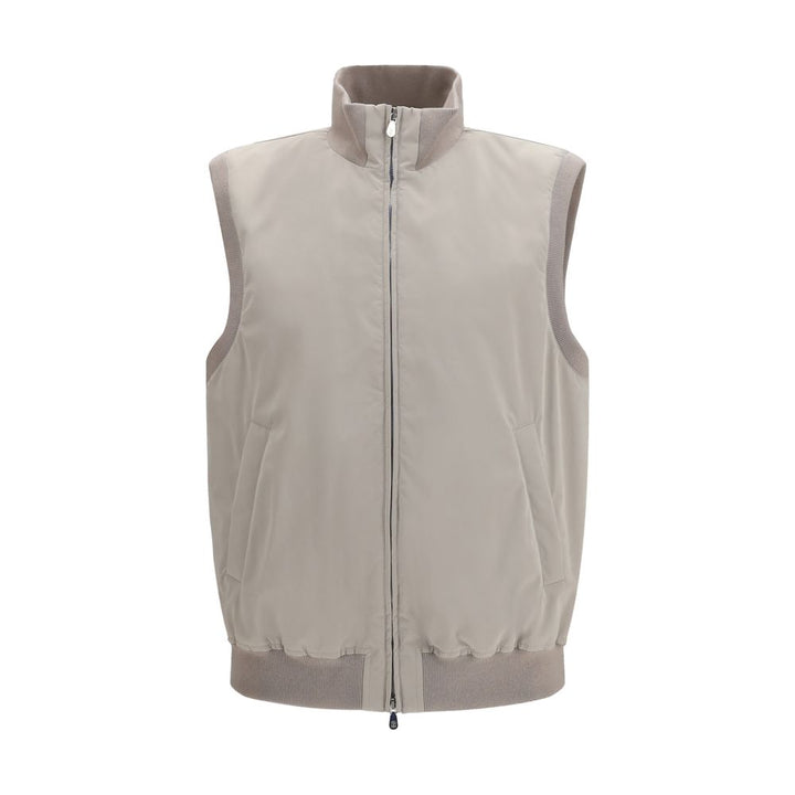 Brunello Cucinelli Gray Polyester Sleveless Jacket