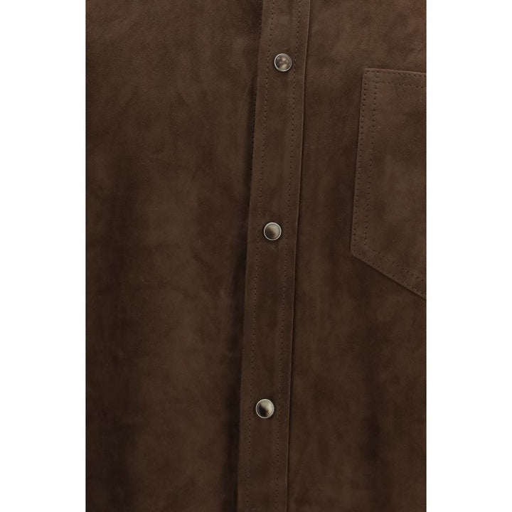 Brunello Cucinelli Brown Calf Leather Bos Taurus Shirt