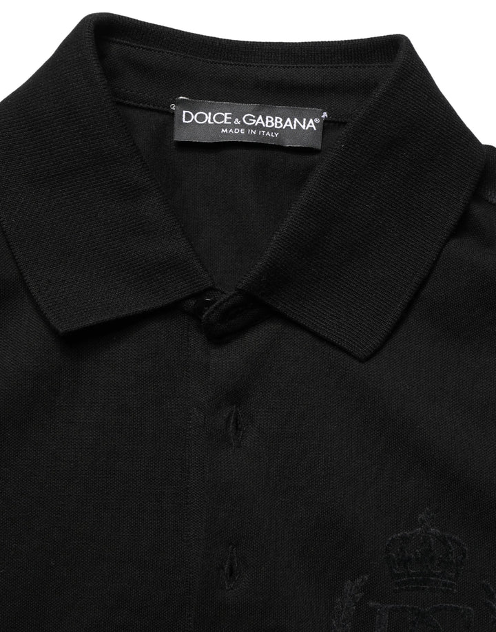 Dolce & Gabbana Black Cotton Collared Short Sleeves Men Polo T-shirt