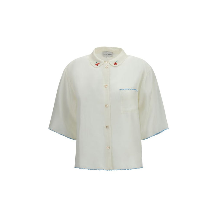 Forte_Forte White Silk Pattern Shirt