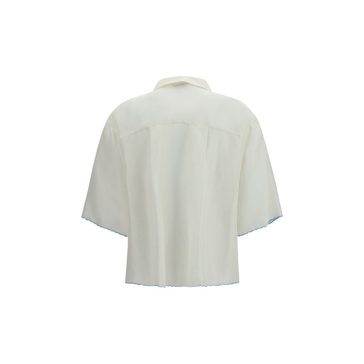 Forte_Forte White Silk Pattern Shirt