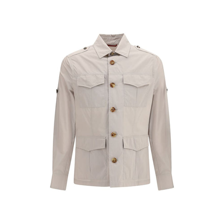 Brunello Cucinelli Beige Cotton Full-Length Jacket