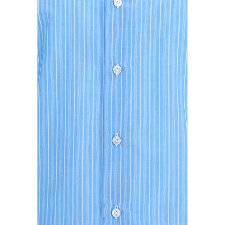Finamore Blue Cotton Pattern Shirt