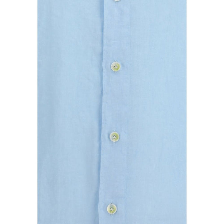 Finamore Blue Linen Longsleeve Shirt