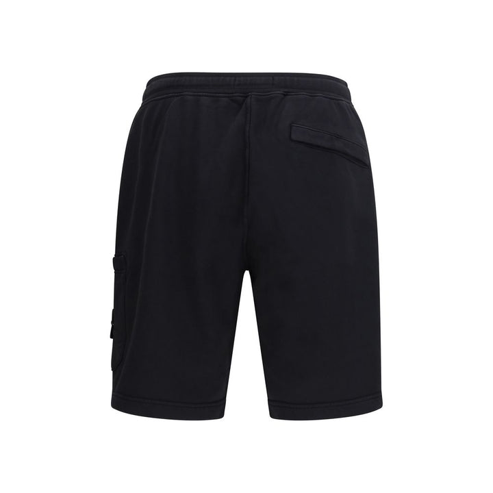 Stone Island Black Cotton Bermuda Shorts