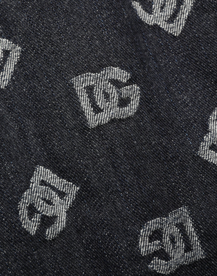 Dolce & Gabbana Black Cotton DG Logo Patterned Mini Dress