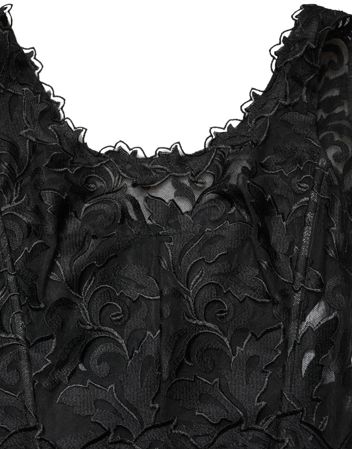 Dolce & Gabbana Black Lace Full Length Evening Gown Dress