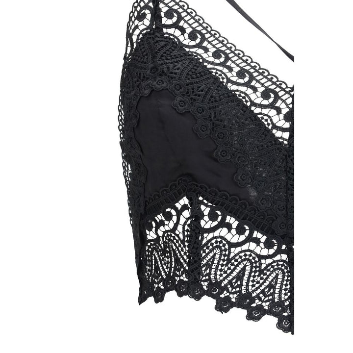 Charo Ruiz Black Cotton Sleeveles T-Shirt