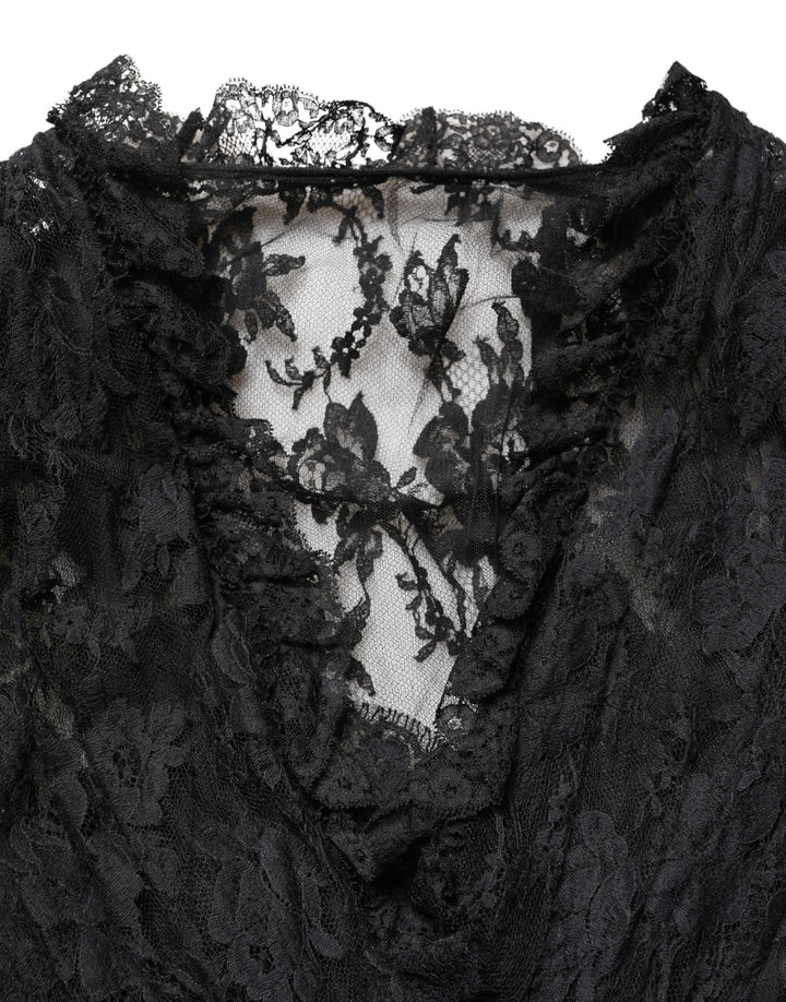 Dolce & Gabbana Black Lace A-line Long Evening Gown Dress