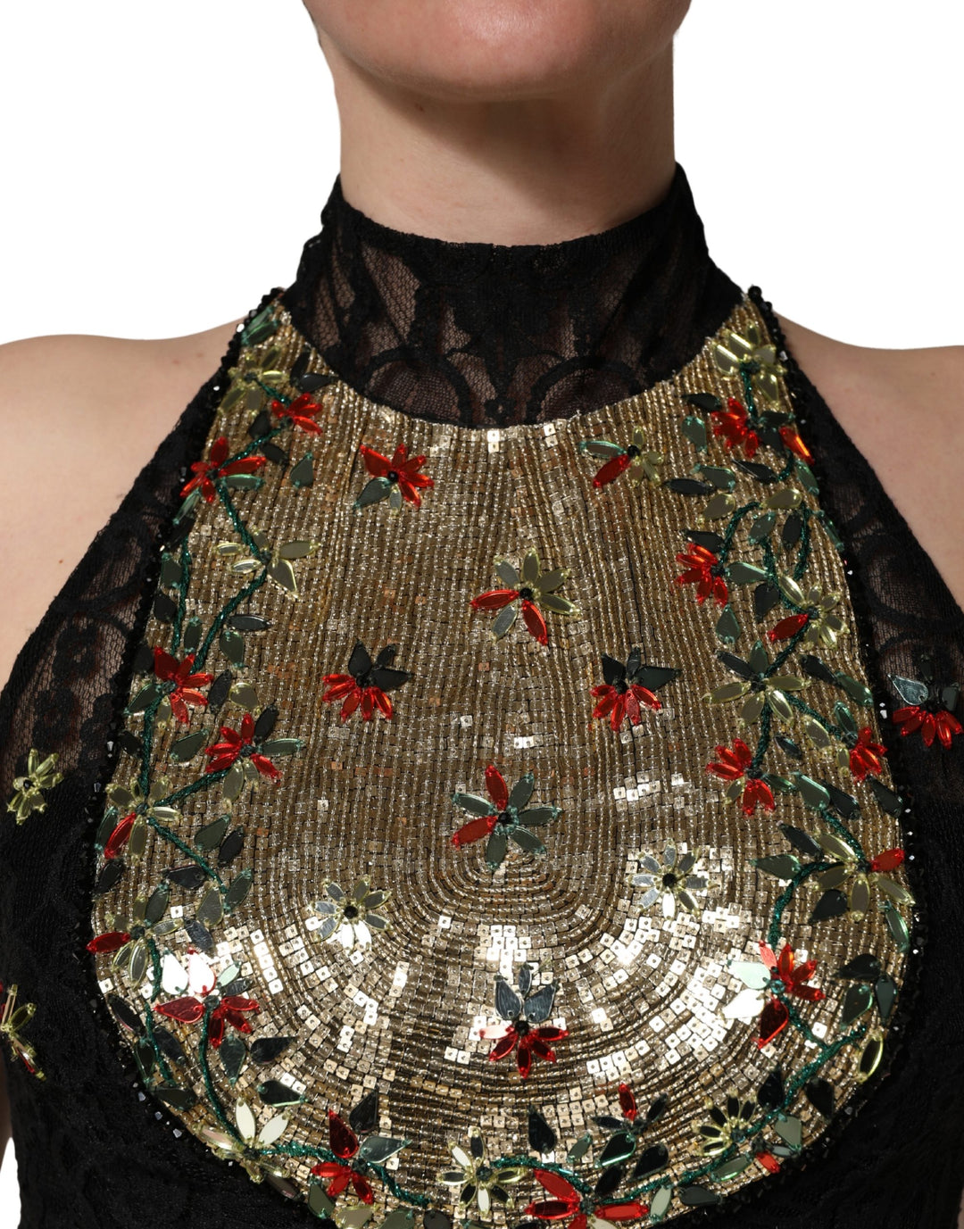 Dolce & Gabbana Black Sequin Embellished Sheath Mini Dress