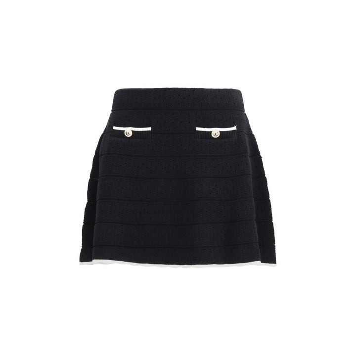 Self-Portrait Black Cotton Mini Skirt