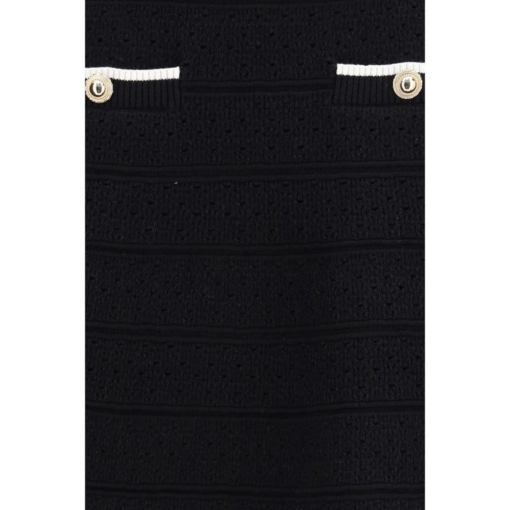 Self-Portrait Black Cotton Mini Skirt