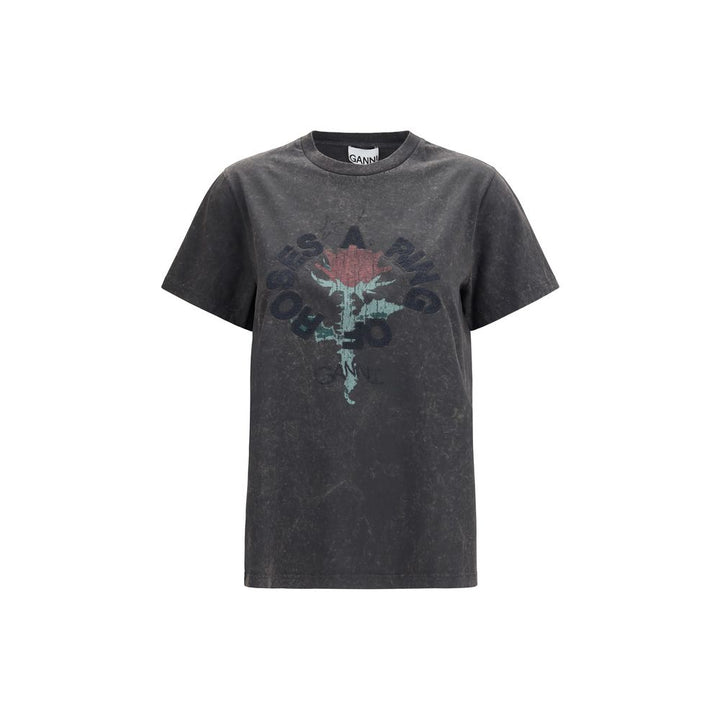 Ganni Gray Cotton T-Shirt