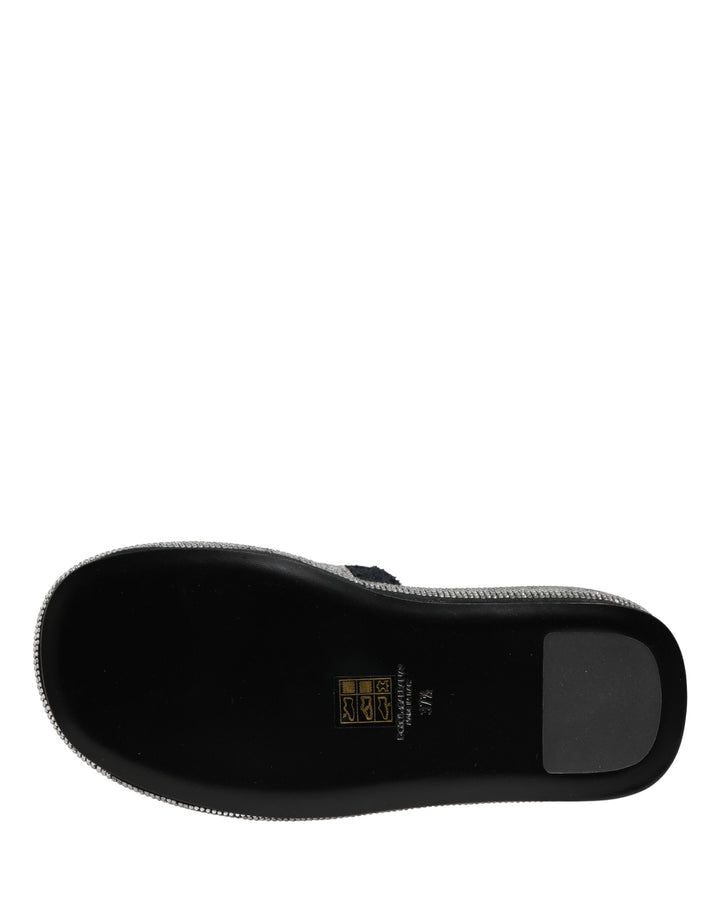Dolce & Gabbana Black Crystal Embellished Platform Slides Shoes