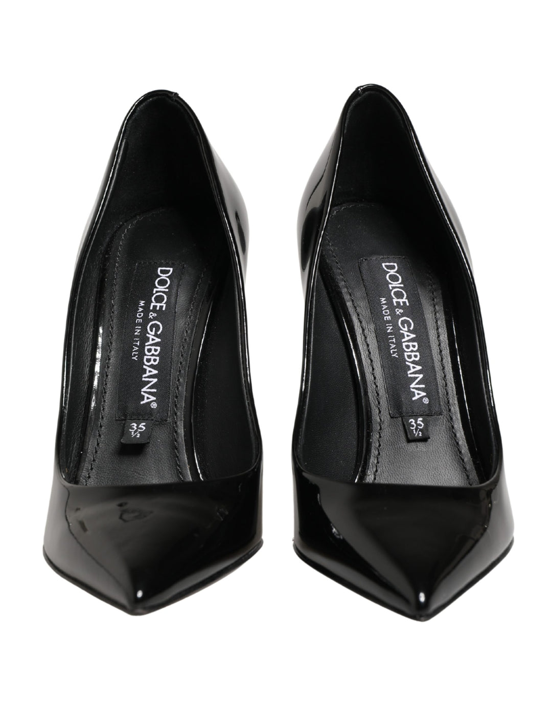 Dolce & Gabbana Black Calf Leather Stiletto Heels Pumps Shoes