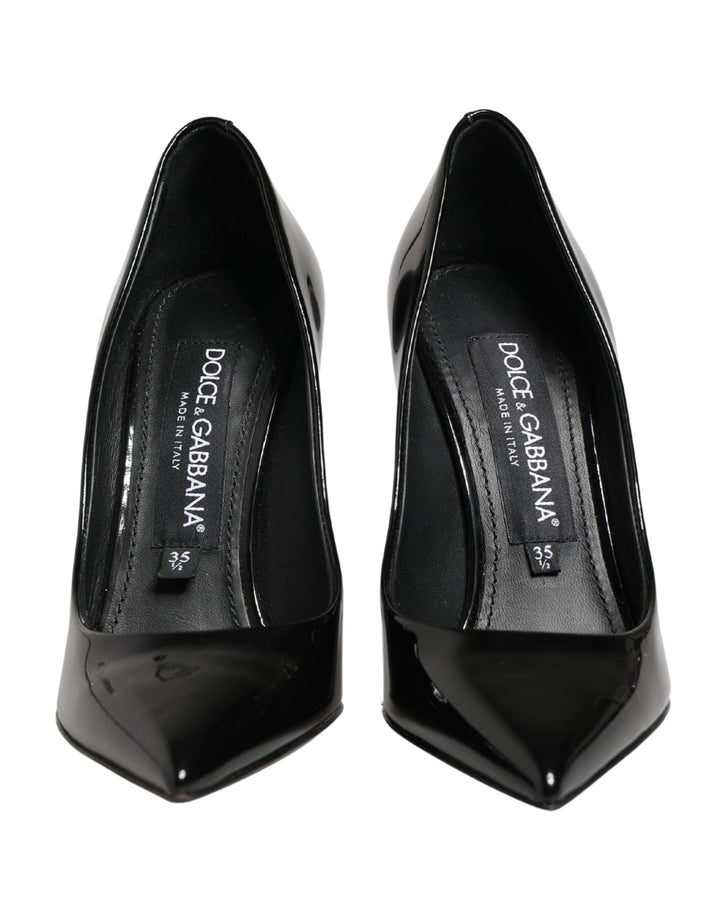 Dolce & Gabbana Black Calf Leather Stiletto Heels Pumps Shoes