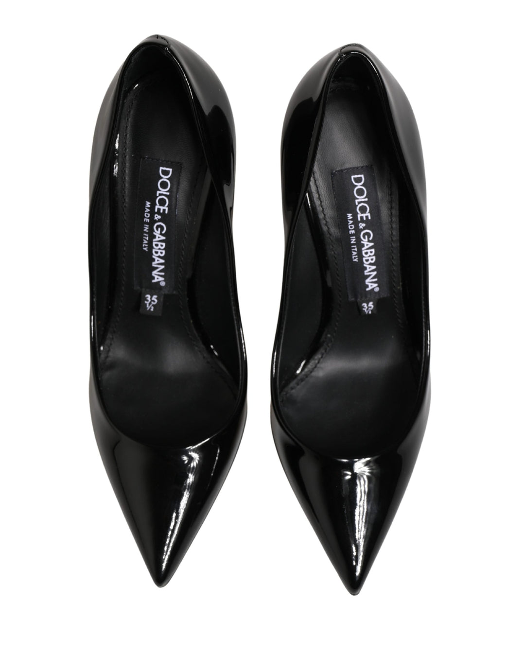 Dolce & Gabbana Black Calf Leather Stiletto Heels Pumps Shoes