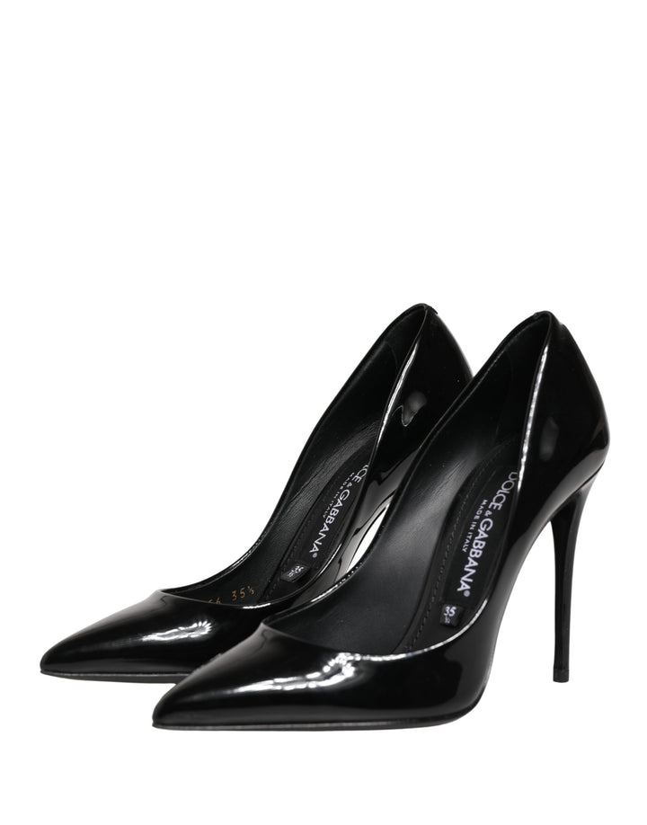 Dolce & Gabbana Black Calf Leather Stiletto Heels Pumps Shoes