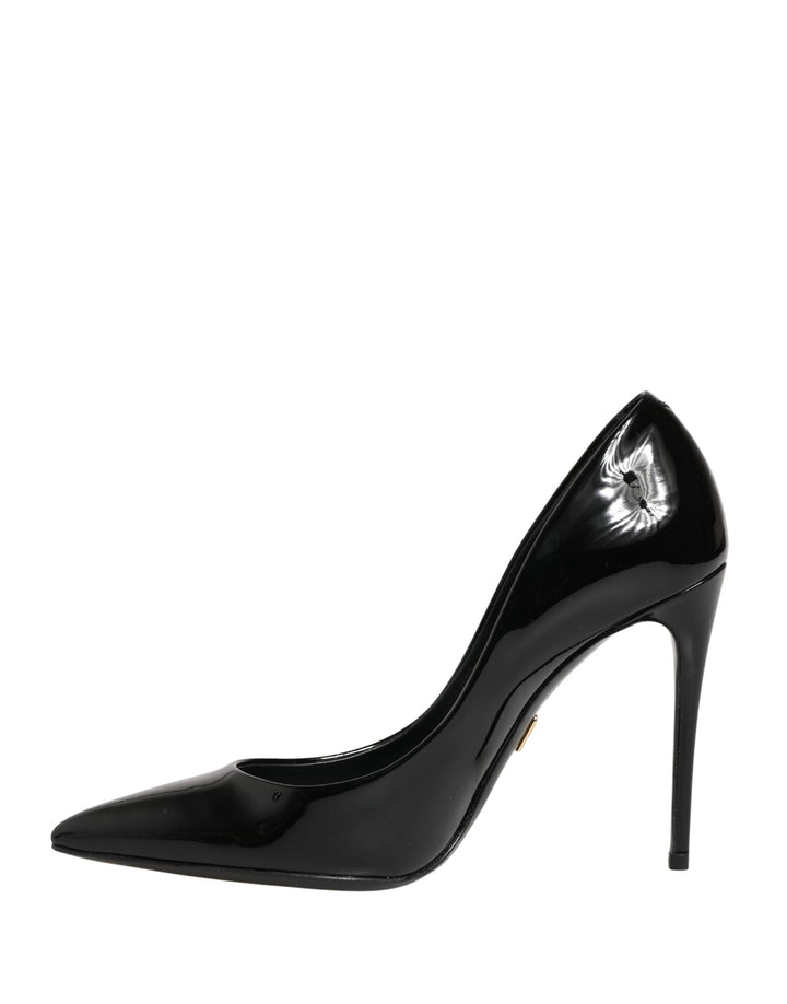 Dolce & Gabbana Black Calf Leather Stiletto Heels Pumps Shoes