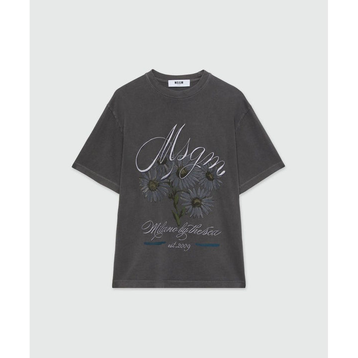MSGM Black Cotton T-Shirt