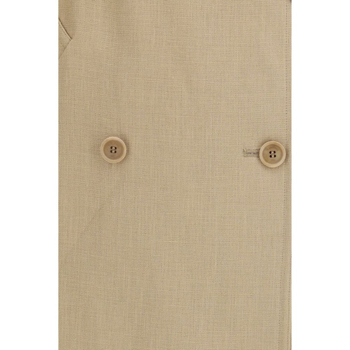 Max Mara Beige Linen Sleveless Jacket