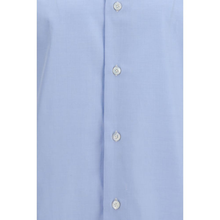 Finamore Blue Cotton Dress Shirt