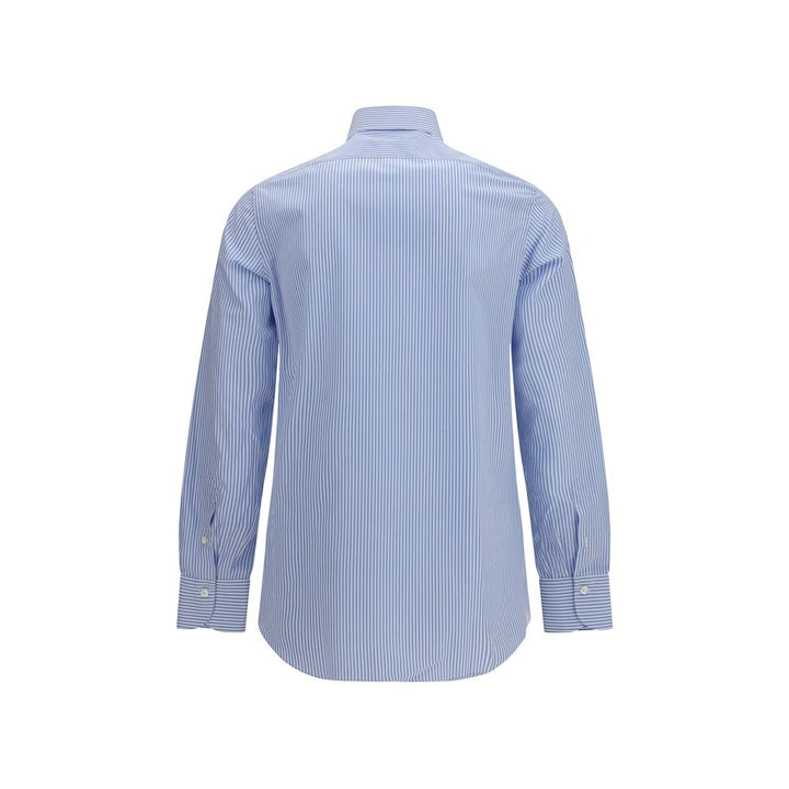 Finamore Blue Cotton Pattern Shirt