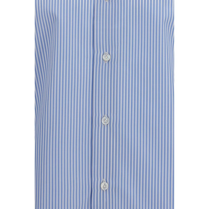 Finamore Blue Cotton Pattern Shirt